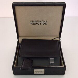 NEW Kenneth Cole Reaction Trifold Genuine Leather Wallet with Key Fob